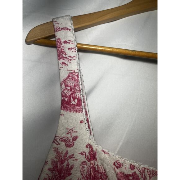 Avec Les Filles Dress Womens 14 Linen Blend Sea Print Mermaid Nautical Summer - Picture 5 of 16